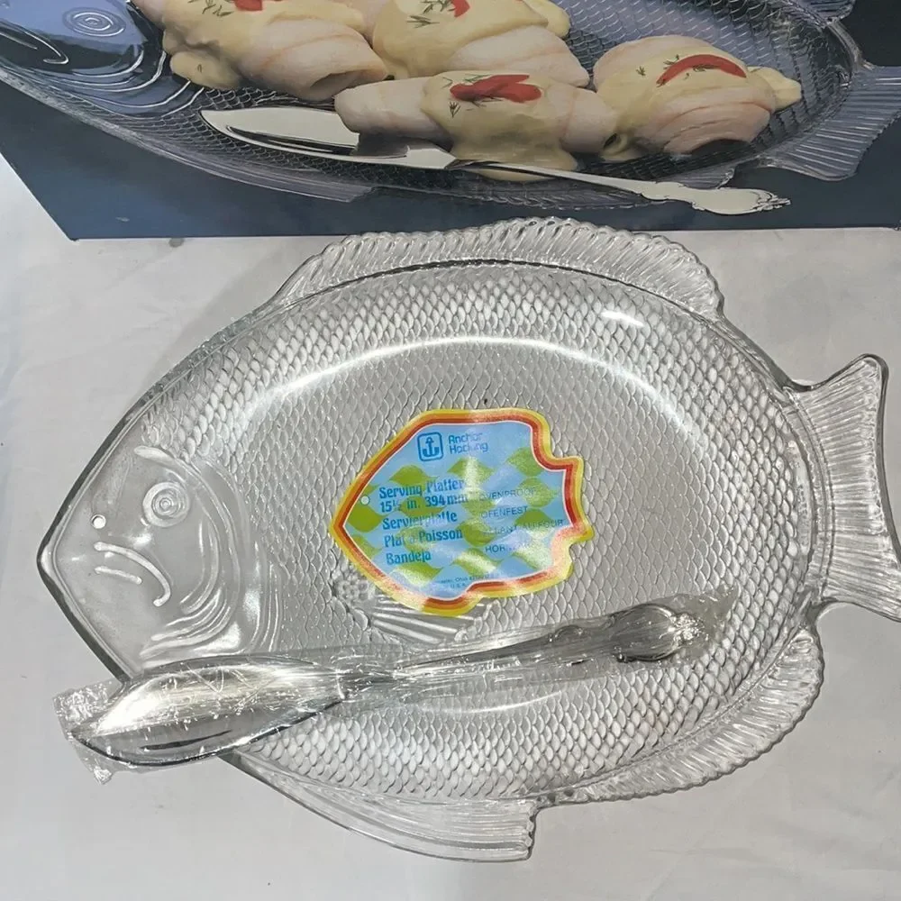 Leonard silver Crystal Fish Patter with silver plated server